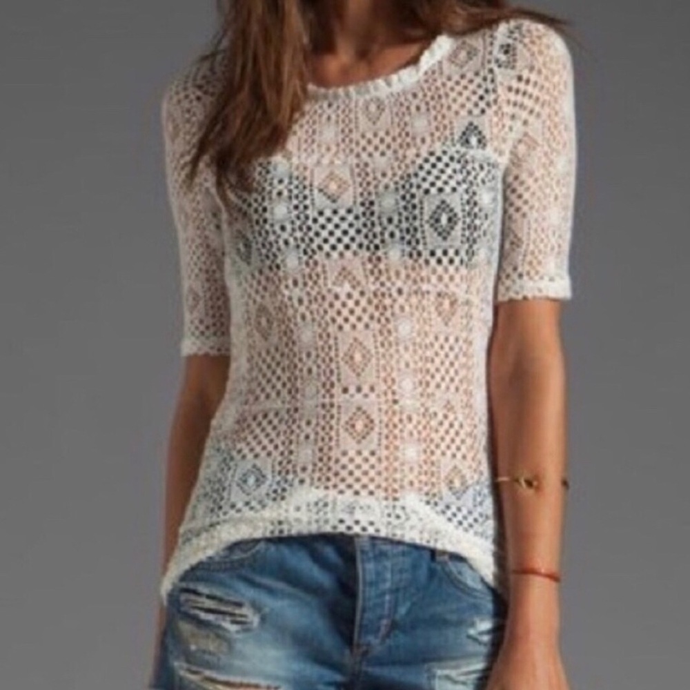 Intimately Free People Black Crochet 3/4 Sleeves Top - Picture 10 of 14